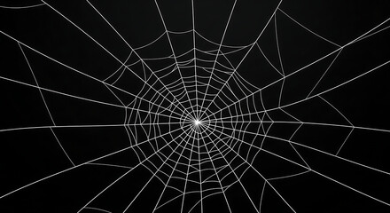 Fototapeta premium abstract black background with clean white spider web lines, minimal geometric mesh pattern, elegant halloween effect