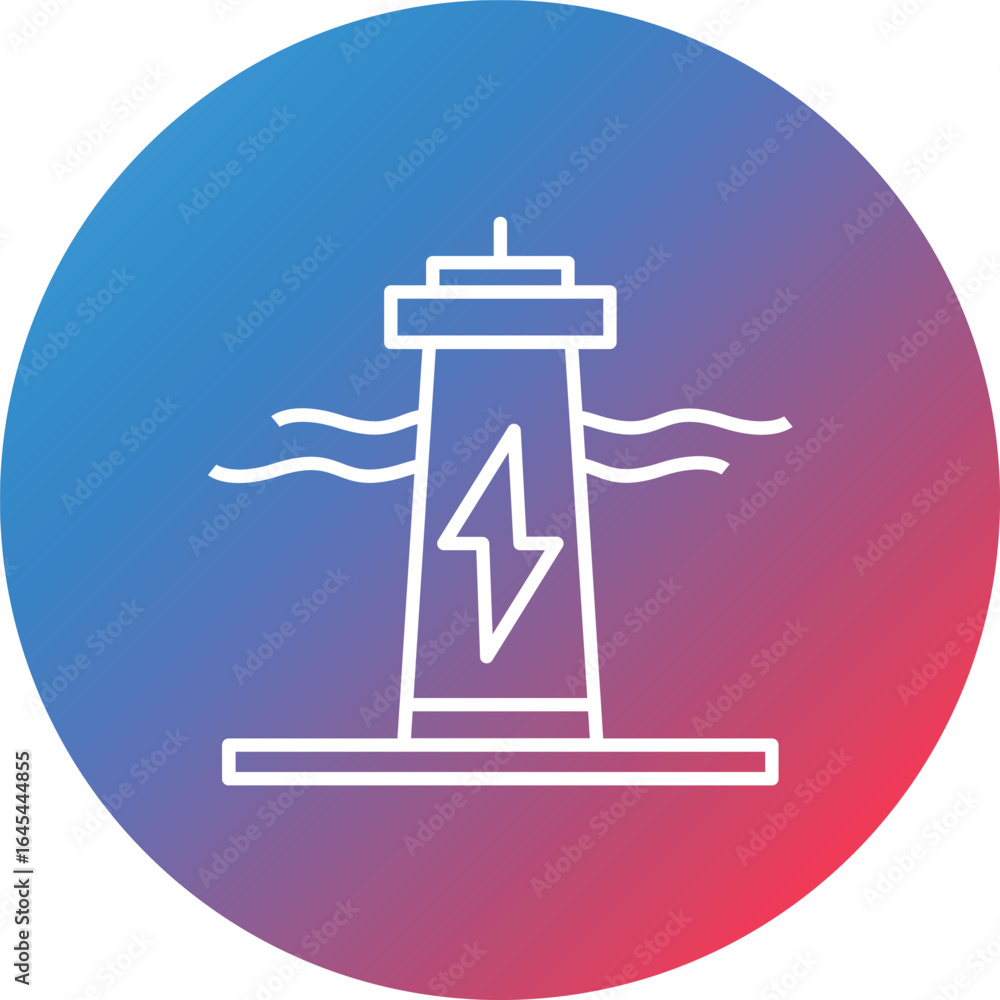 Poster tidal power line gradient circle background icon