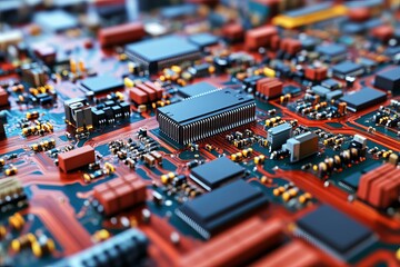 Fototapeta premium Close-up circuit board with intricate components