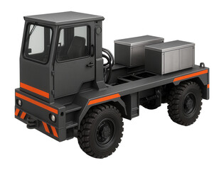 Obraz premium Heavy-duty rail welding vehicle with reinforced steel chassis and high-visibility safety markings