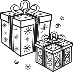 A festive set of wrapped gift boxes with bows, perfect for any holiday or celebration