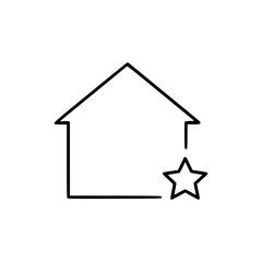 Outline of a house with a star symbol and concept of outline icon  