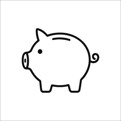 Simple line art piggy bank isolated on white background isolated on transparent background