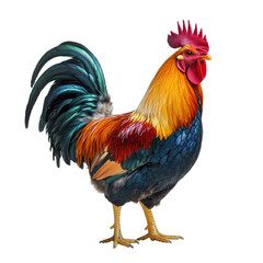 Fototapeta premium Vibrant Rooster Isolated Black Background, isolated on a transparent background
