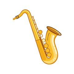 Golden Saxophone Isolated On The Transparent Background