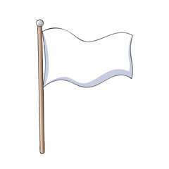 Plain White Flag Waving On A Pole