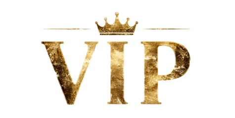 Gilded VIP crown emblem signifies luxury and exclusive access