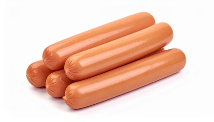 High-quality image of uncooked sausages stacked on a white background, perfect for culinary and food industry applications.