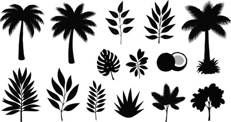 Create a kinds of deferent leaf, pattern, vector, flower, seamless, illustration, floral, nature, tree, design, set, plant, silhouette, autumn vector art with white background. © al
