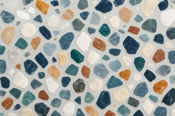 Abstract terrazzo pattern with colorful stone fragments on light background, ideal for modern interior design and decoration concept. Ai generative