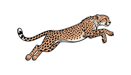 High-Speed Leaping Cheetah Vector Illustration of a Wild Big Cat in Mid-Jump Pose, Perfect for Logos, Graphics, Sports, and Wildlife Design.