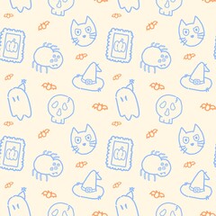 Halloween doodle seamless pattern 