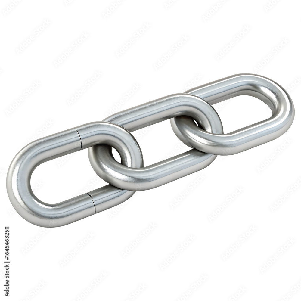 Fototapete interlocking metal chain links symbolizing connection strength and security on a transparent backdro