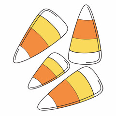 Fototapeta premium Illustration of candy corn isolated on white background, a sweet halloween treat