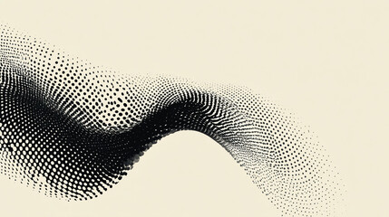 A minimalistic dot matrix creating a smooth halftone wave pattern, clean design on a neutral background