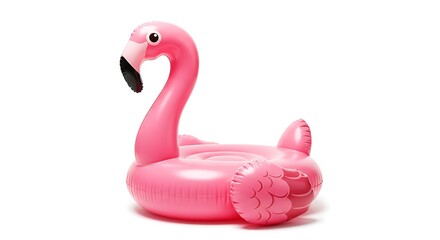 Pink Flamingo Pool Float on White Background