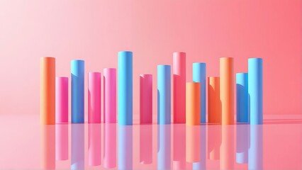 Obraz premium Pastel Cylinders Reflecting Joyful Growth and Upward Trends