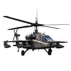 Attack Helicopter Military Aircraft Armed Forces Weaponry War Machine Combat Ready, isolated on a transparent background