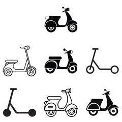 Kick and Electric Scooter Icons