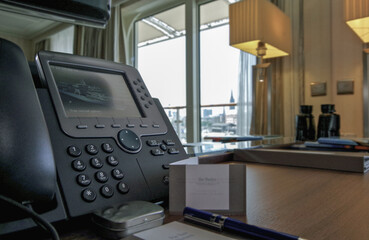 Luxurious suite stateroom cabin room onboard luxury yacht cruise ship cruiseship liner with bedroom...