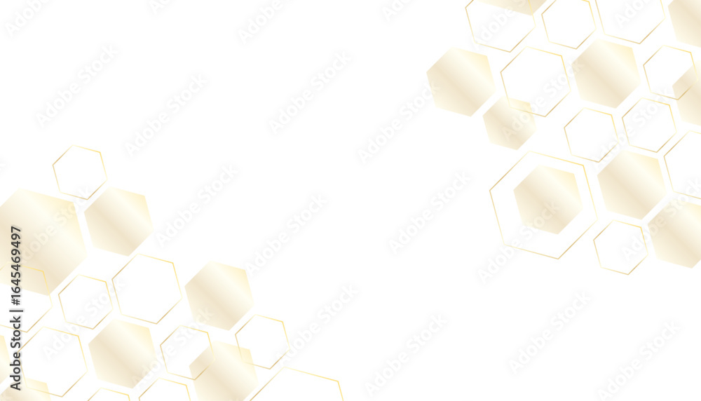 Poster geometric graphic hexagona golden background molecule and communication. big data complex with compo