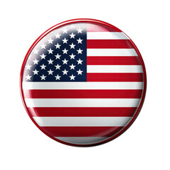 American Flag Glossy Button Design Patriotic Symbol, isolated on a transparent background