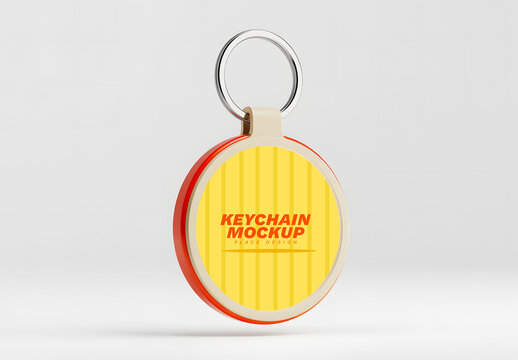 Realistic Keychain Mockup with Round Shape