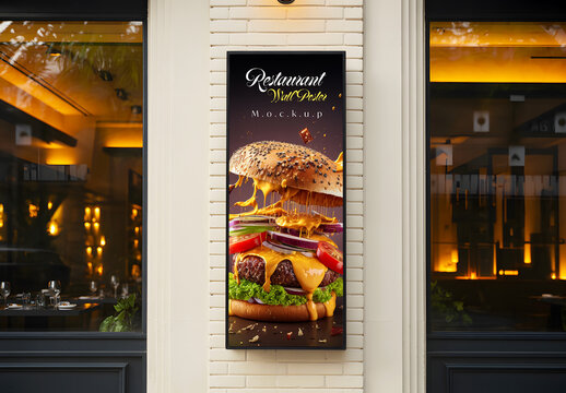 Restaurant Wall Poster Mockup for Food Advertising