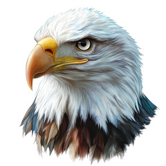 Majestic Bald Eagle Head Profile Portrait Wildlife Art, isolated on a transparent background