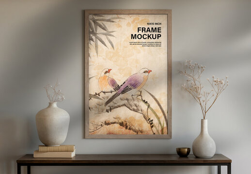 Elegant Interior Wooden Frame Mockup