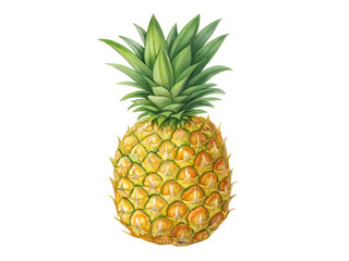 Fototapeta premium Vibrant pineapple with lush green leaves showcases tropical allure in a bright and refreshing composition, perfect for summer-themed designs and culinary inspirations Generative AI