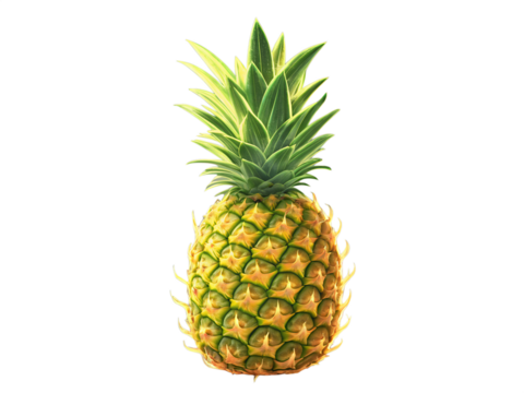 Vibrant pineapple stands tall against a transparent backdrop, showcasing its textured skin and leafy crown in a tropical setting, perfect for artistic endeavors or culinary inspiration Generative AI