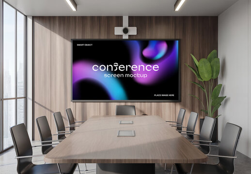 Modern Conference Room Screen Mockup