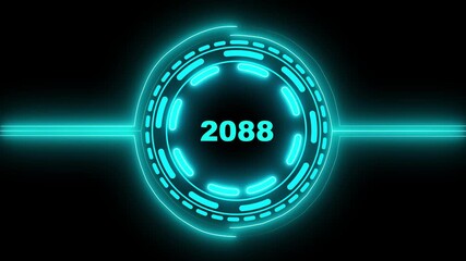 3d text animation 4k video. 2088 text with screen effects of technological failures. Concept of counting years. Past year technology concept on black background.