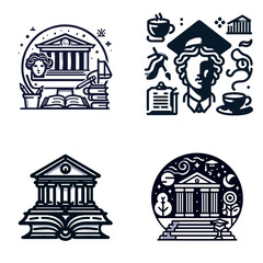 Dark Academia Aesthetic with symbols of education and knowledge