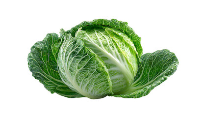 Freshly Picked Green Cabbage, isolated on transparent background, PNG