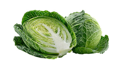 Fototapeta premium Natural Fresh Cabbage, isolated on transparent background, PNG