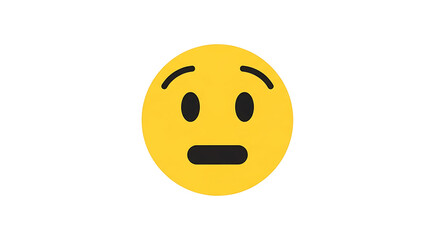 Bright yellow neutral face emoji with black oval eyes and flat mouth showing a blank or surprised expression.