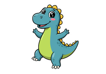 Cheerful Cartoon Dinosaur with Blue Skin and Yellow Spikes