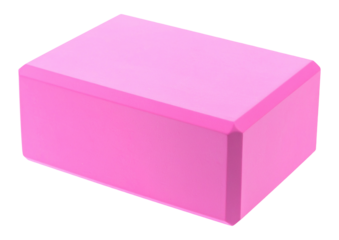 Pink yoga block isolated on transparent background