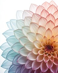 Obraz premium Modern abstract floral art featuring overlapping translucent petals in vibrant gradient hues — stylish and contemporary botanical design ideal for wall decor, prints, and elegant graphic applications 