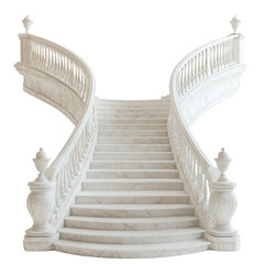 Elegant Double Curved Marble Staircase Grand Design Luxury Home Decor, isolated on a transparent background