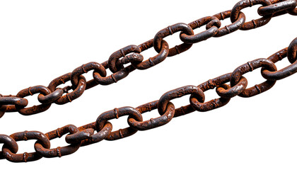 Obraz premium PNG Old rusty chain isolated on a transparent background.