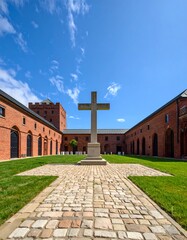 Courtyard with a cross
