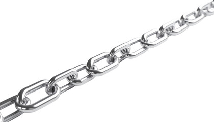 Obraz premium PNG Long silver metal chain link isolated on a transparent background.