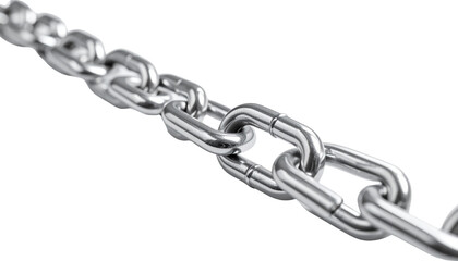 Obraz premium PNG Long silver metal chain link isolated on a transparent background.
