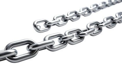 Obraz premium PNG Long silver metal chain link isolated on a transparent background.