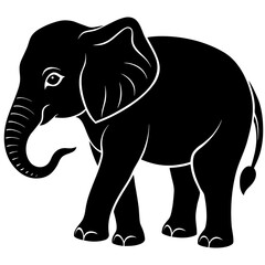 Obraz premium Baby Elephant Silhouette – Flat Minimal Vector Illustration