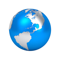 Fototapeta premium Globe earth planet blue white isolated on transparent background