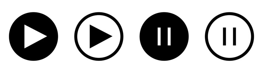 Play and pause buttons icon set